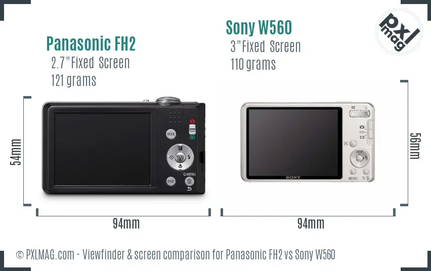 Panasonic FH2 vs Sony W560 Screen and Viewfinder comparison