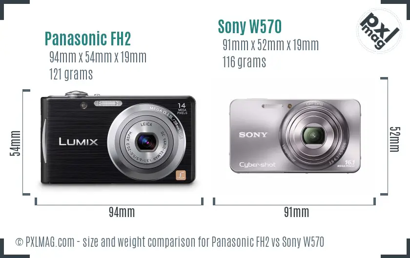 Panasonic FH2 vs Sony W570 size comparison