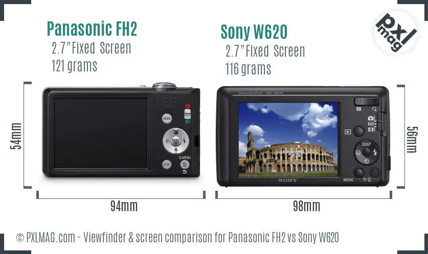 Panasonic FH2 vs Sony W620 Screen and Viewfinder comparison