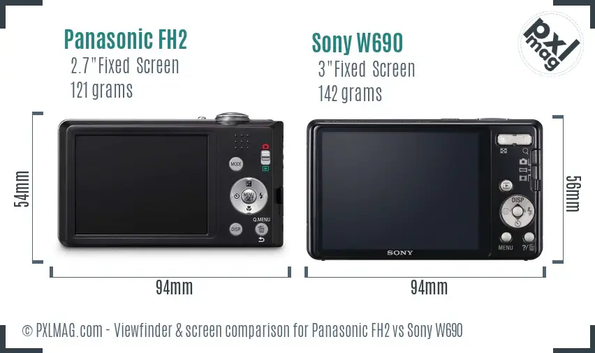 Panasonic FH2 vs Sony W690 Screen and Viewfinder comparison