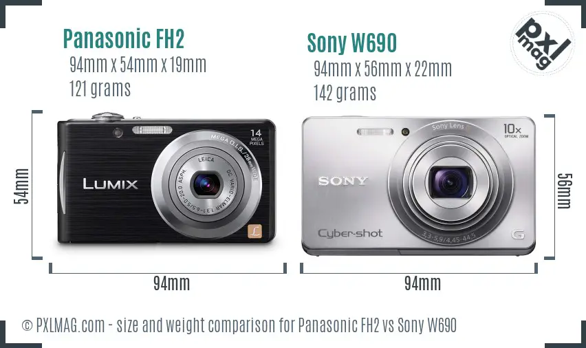 Panasonic FH2 vs Sony W690 size comparison