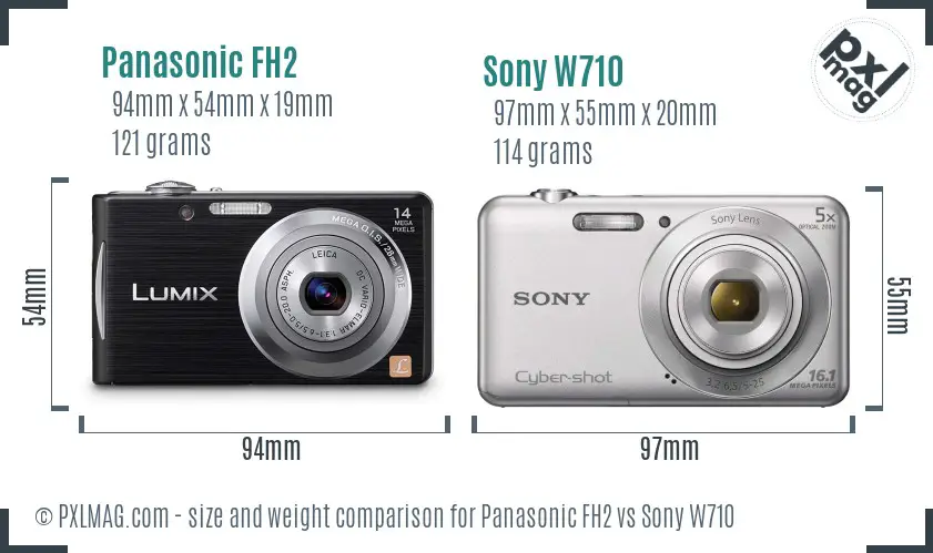 Panasonic FH2 vs Sony W710 size comparison