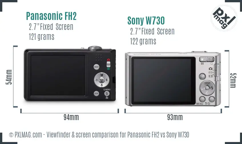 Panasonic FH2 vs Sony W730 Screen and Viewfinder comparison