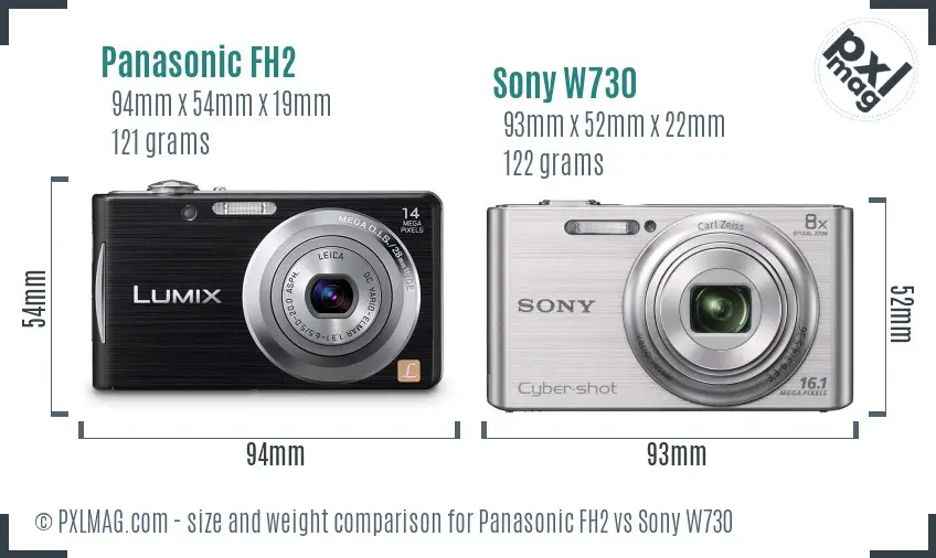 Panasonic FH2 vs Sony W730 size comparison
