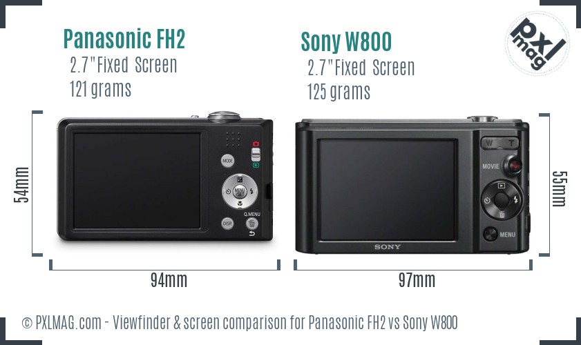 Panasonic FH2 vs Sony W800 Screen and Viewfinder comparison