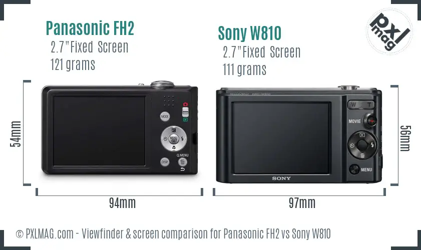 Panasonic FH2 vs Sony W810 Screen and Viewfinder comparison