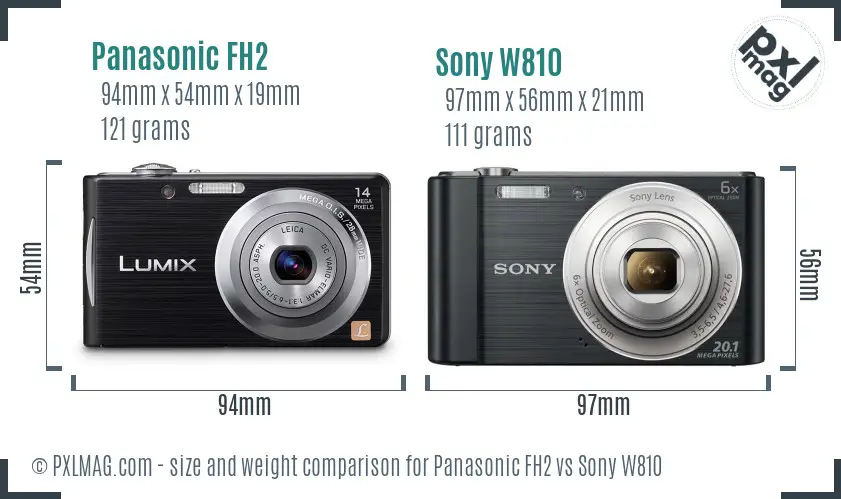 Panasonic FH2 vs Sony W810 size comparison