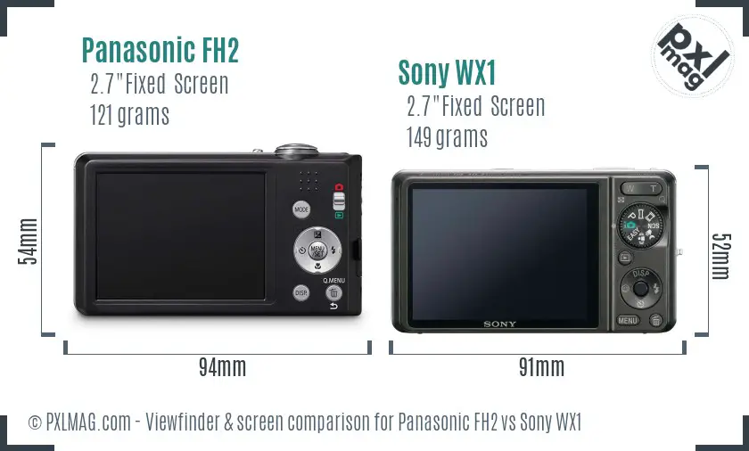 Panasonic FH2 vs Sony WX1 Screen and Viewfinder comparison