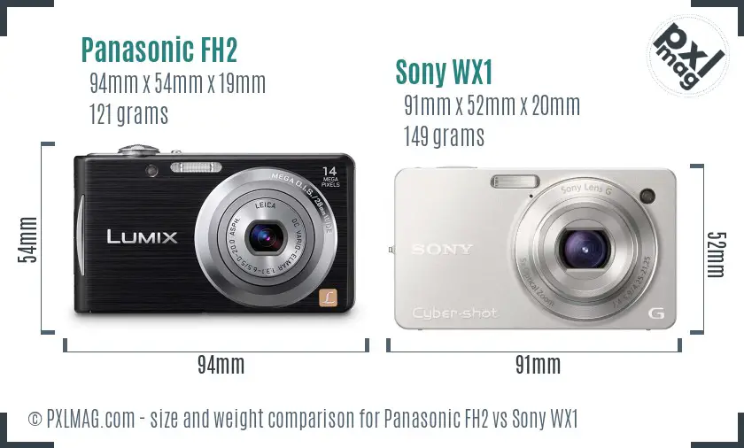 Panasonic FH2 vs Sony WX1 size comparison