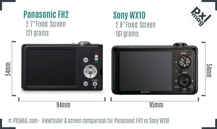 Panasonic FH2 vs Sony WX10 Screen and Viewfinder comparison