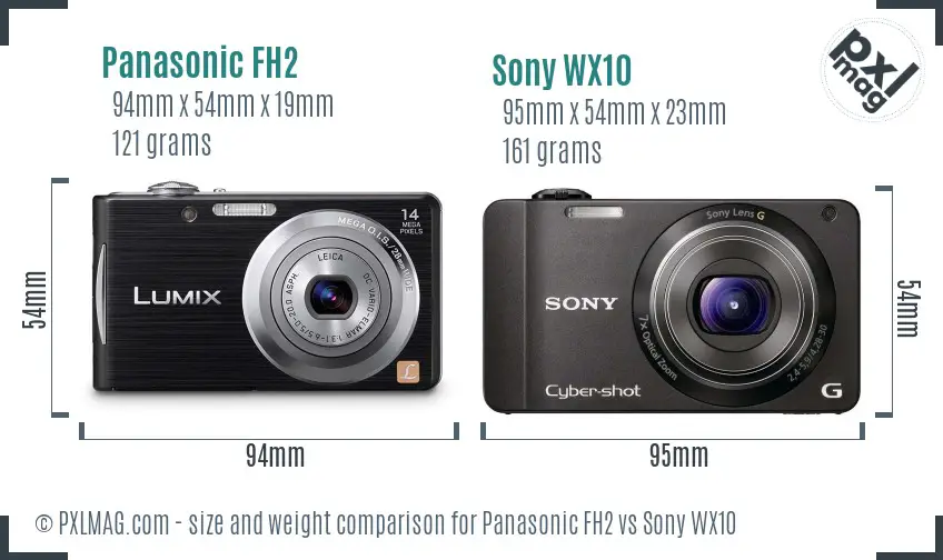 Panasonic FH2 vs Sony WX10 size comparison
