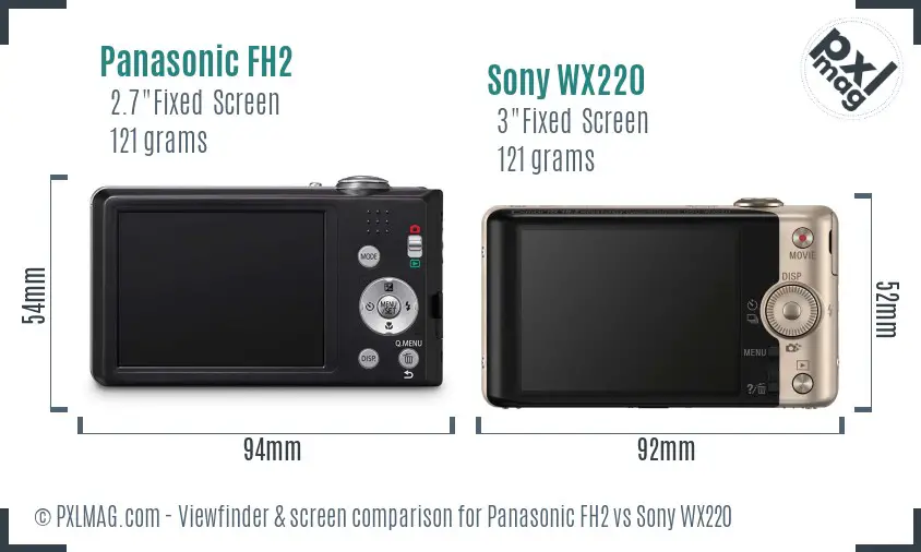 Panasonic FH2 vs Sony WX220 Screen and Viewfinder comparison