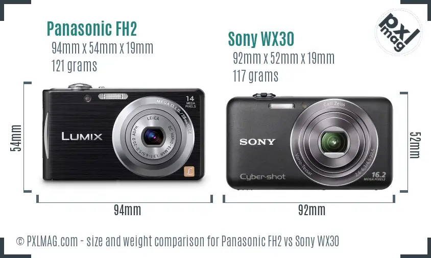 Panasonic FH2 vs Sony WX30 size comparison