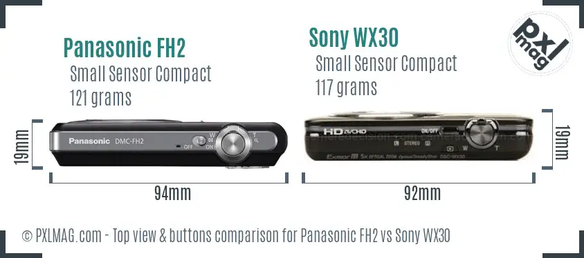 Panasonic FH2 vs Sony WX30 top view buttons comparison