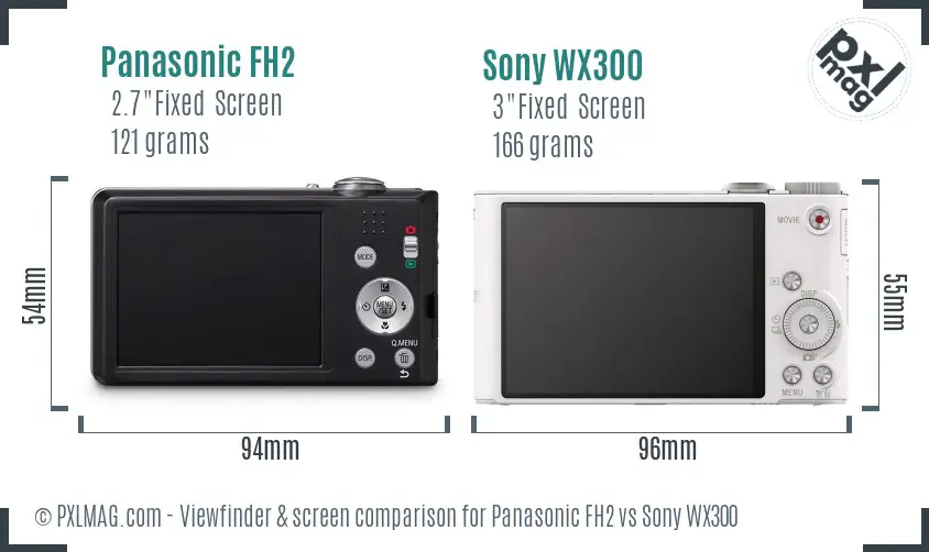 Panasonic FH2 vs Sony WX300 Screen and Viewfinder comparison