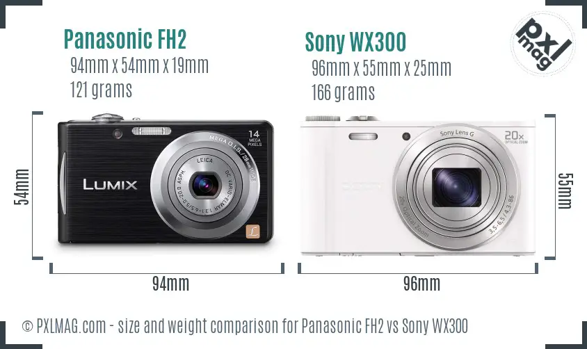 Panasonic FH2 vs Sony WX300 size comparison