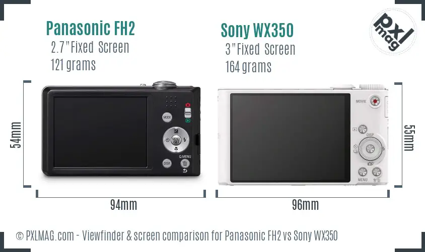 Panasonic FH2 vs Sony WX350 Screen and Viewfinder comparison