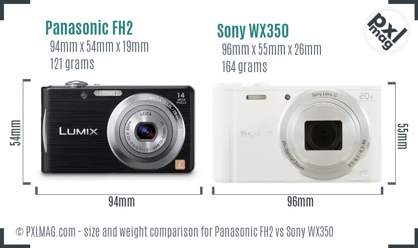 Panasonic FH2 vs Sony WX350 size comparison