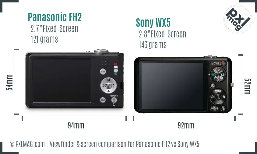 Panasonic FH2 vs Sony WX5 Screen and Viewfinder comparison