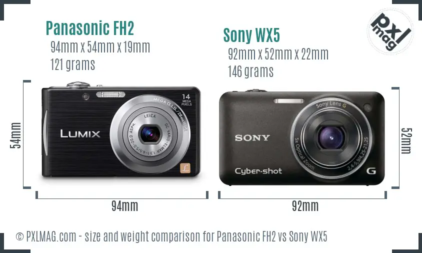 Panasonic FH2 vs Sony WX5 size comparison
