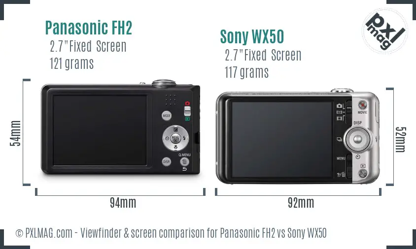 Panasonic FH2 vs Sony WX50 Screen and Viewfinder comparison