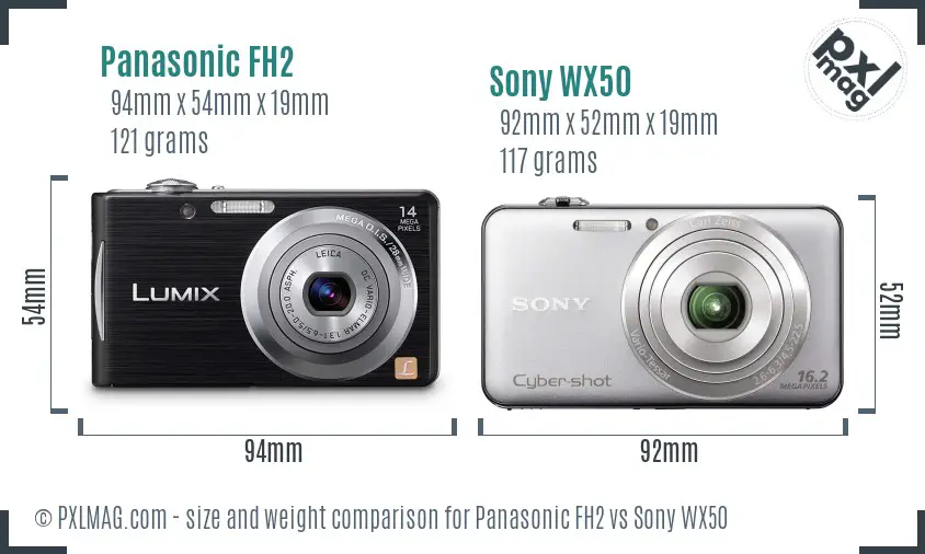 Panasonic FH2 vs Sony WX50 size comparison