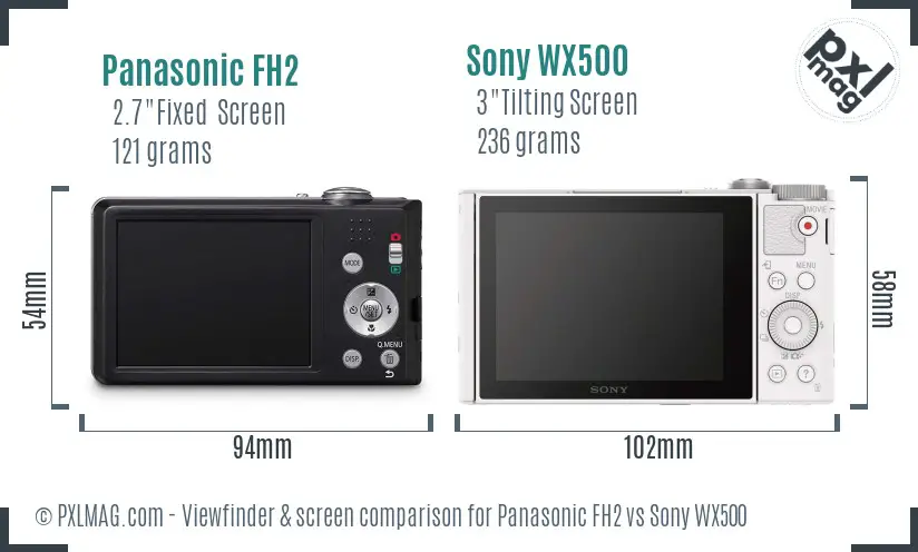 Panasonic FH2 vs Sony WX500 Screen and Viewfinder comparison