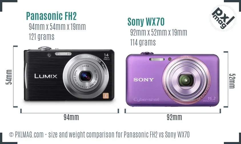 Panasonic FH2 vs Sony WX70 size comparison