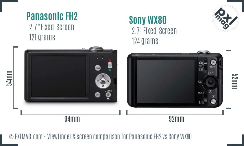 Panasonic FH2 vs Sony WX80 Screen and Viewfinder comparison