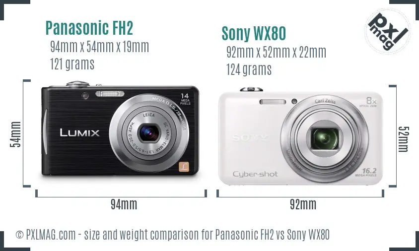 Panasonic FH2 vs Sony WX80 size comparison