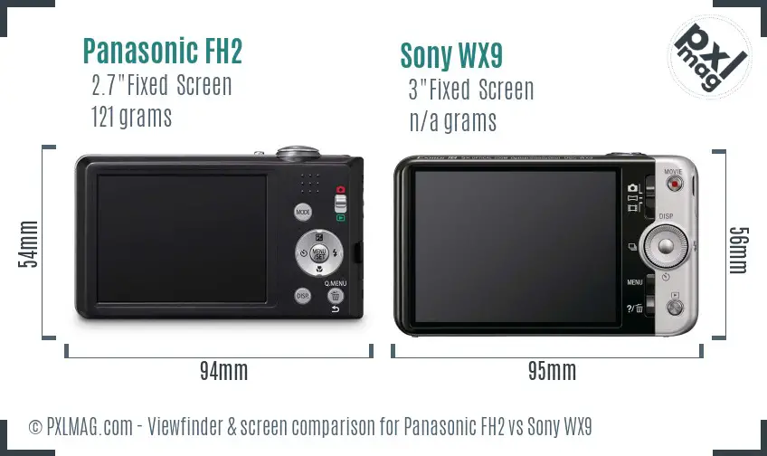 Panasonic FH2 vs Sony WX9 Screen and Viewfinder comparison
