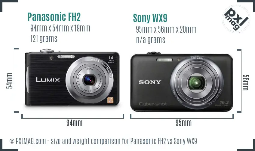Panasonic FH2 vs Sony WX9 size comparison