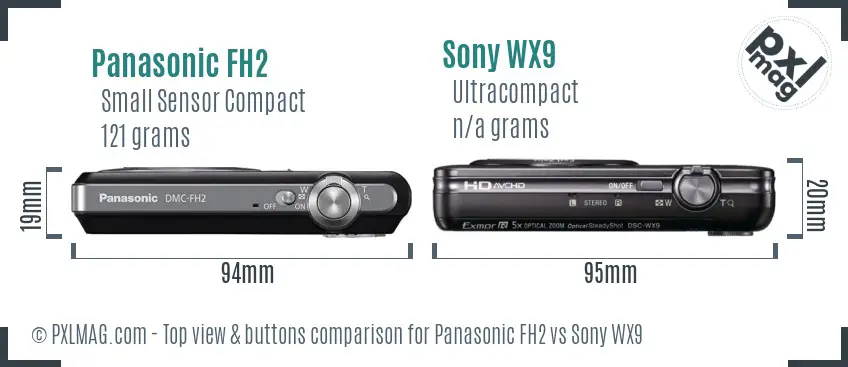 Panasonic FH2 vs Sony WX9 top view buttons comparison