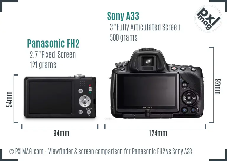 Panasonic FH2 vs Sony A33 Screen and Viewfinder comparison