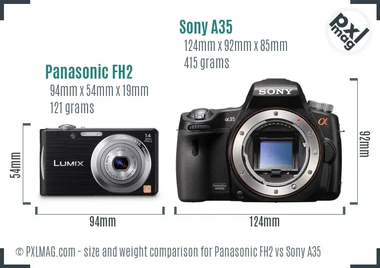 Panasonic FH2 vs Sony A35 size comparison