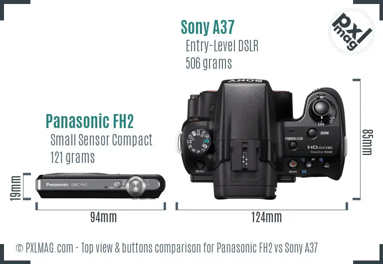 Panasonic FH2 vs Sony A37 top view buttons comparison
