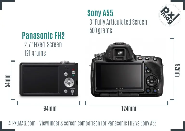 Panasonic FH2 vs Sony A55 Screen and Viewfinder comparison