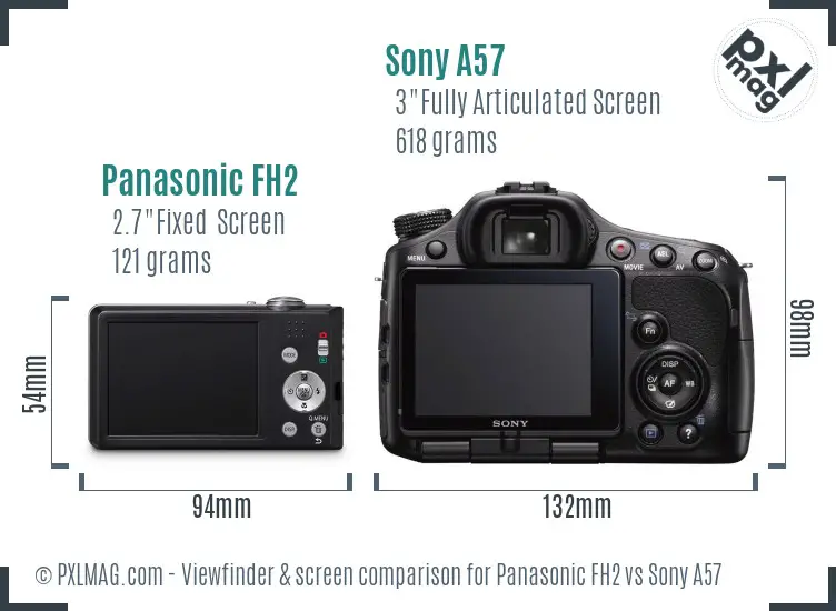 Panasonic FH2 vs Sony A57 Screen and Viewfinder comparison