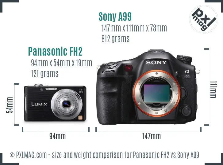 Panasonic FH2 vs Sony A99 size comparison