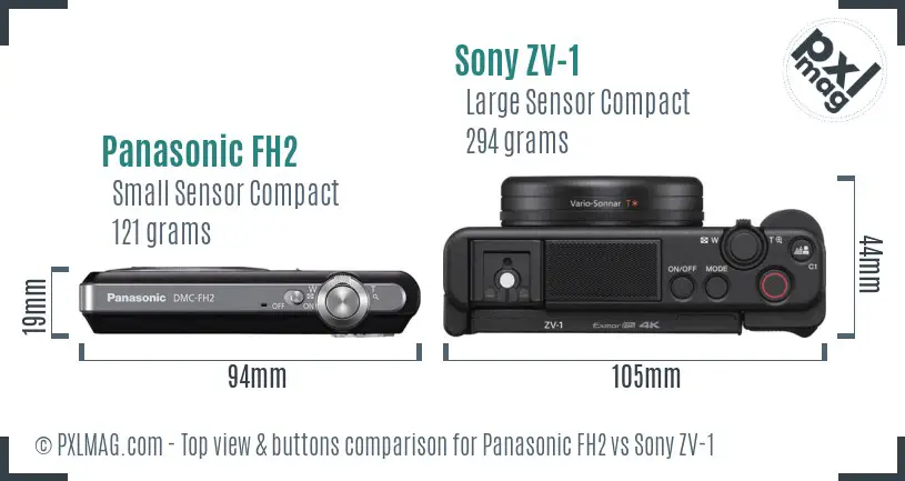 Panasonic FH2 vs Sony ZV-1 top view buttons comparison