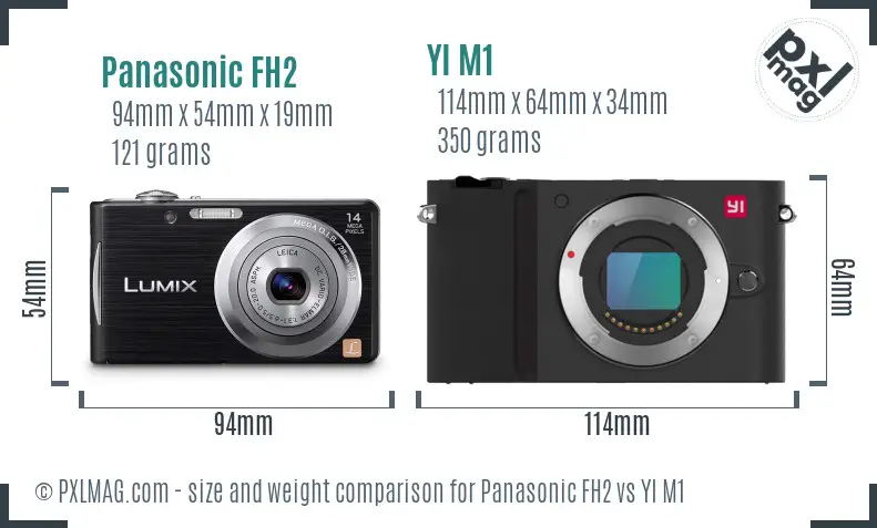 Panasonic FH2 vs YI M1 size comparison