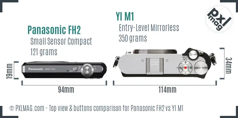 Panasonic FH2 vs YI M1 top view buttons comparison