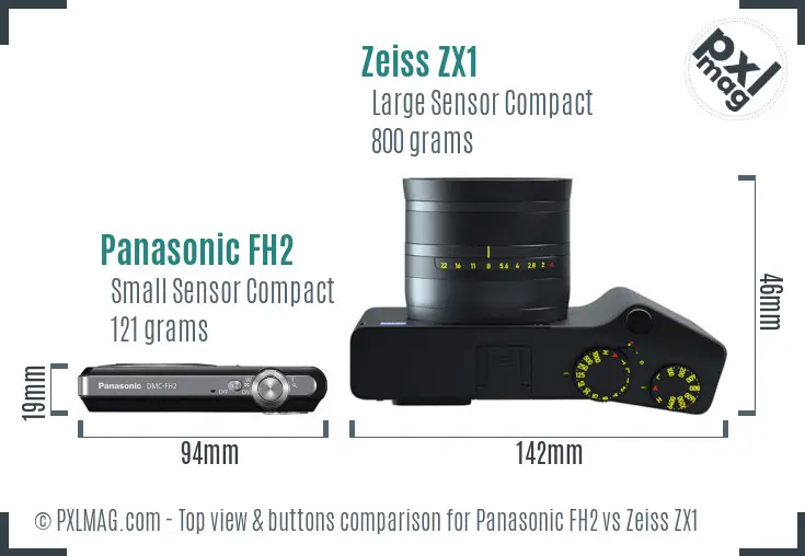 Panasonic FH2 vs Zeiss ZX1 top view buttons comparison