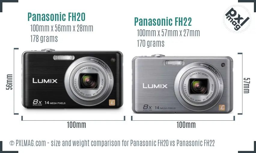 Panasonic FH20 vs Panasonic FH22 size comparison