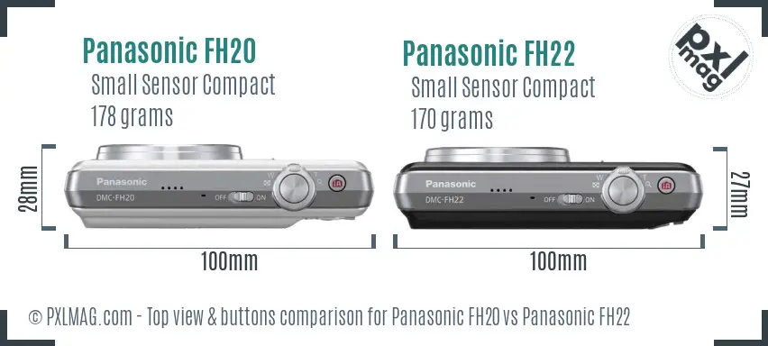 Panasonic FH20 vs Panasonic FH22 top view buttons comparison