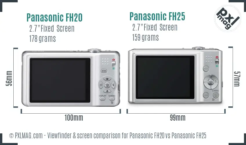 Panasonic FH20 vs Panasonic FH25 Screen and Viewfinder comparison
