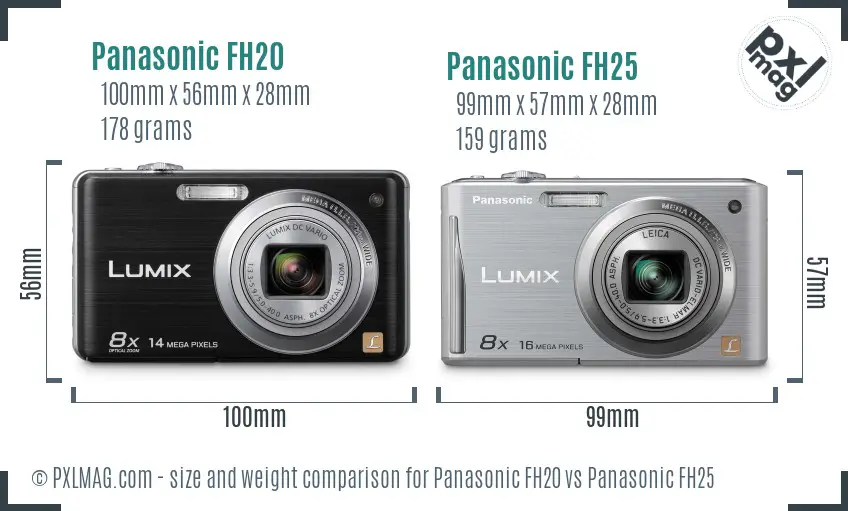 Panasonic FH20 vs Panasonic FH25 size comparison