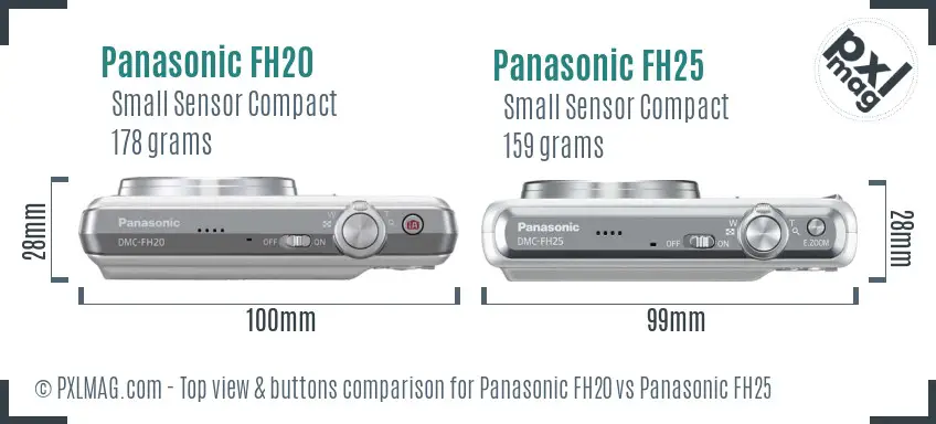 Panasonic FH20 vs Panasonic FH25 top view buttons comparison