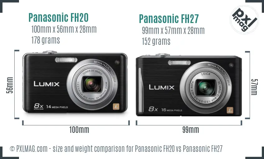 Panasonic FH20 vs Panasonic FH27 size comparison