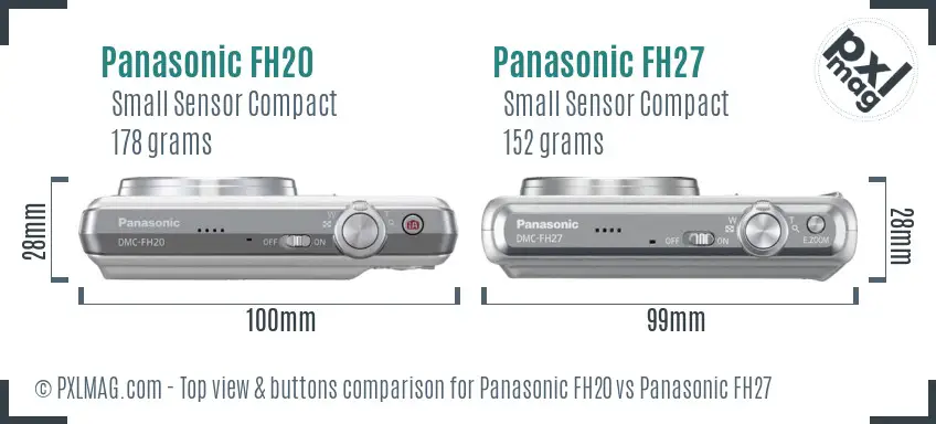Panasonic FH20 vs Panasonic FH27 top view buttons comparison